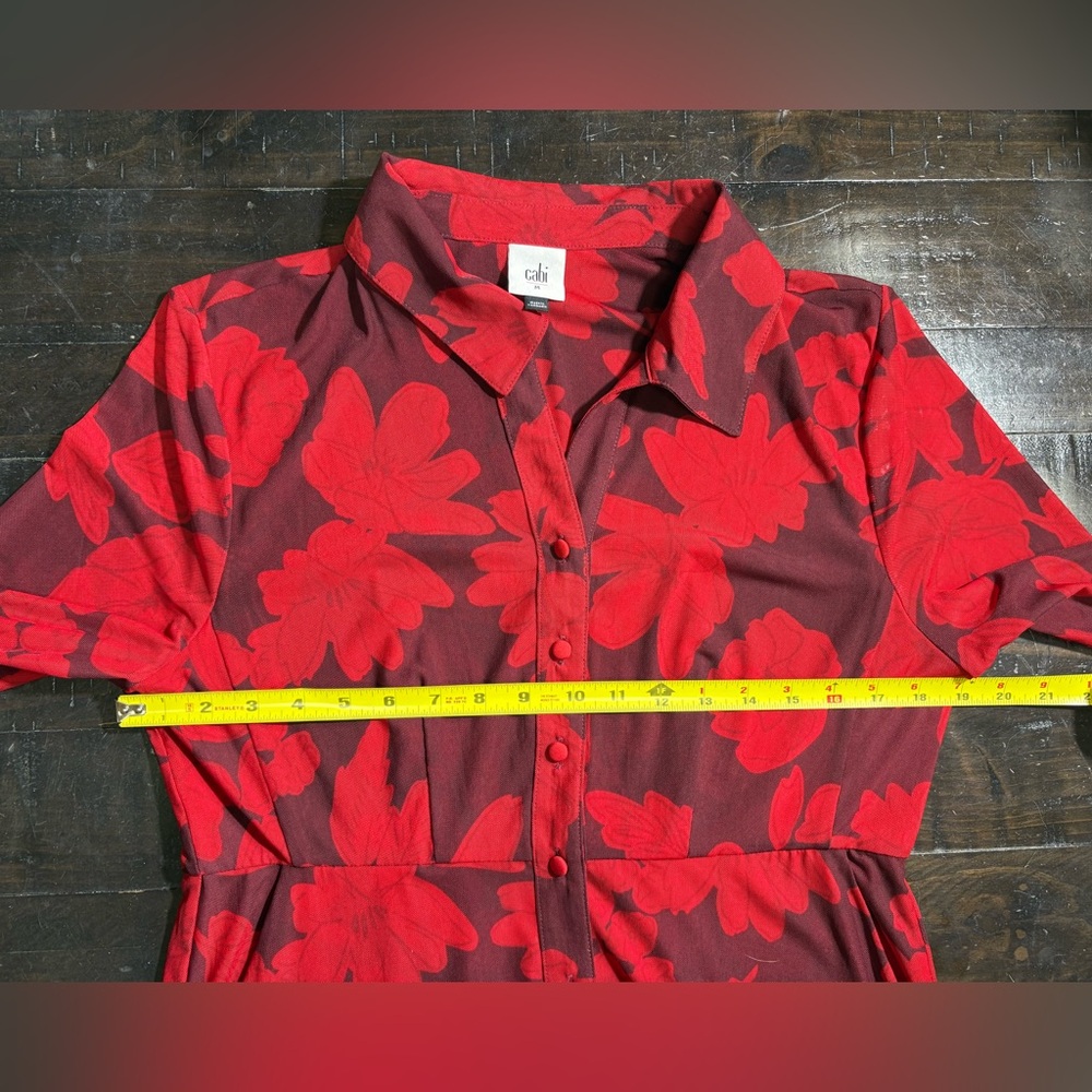 CABI Floral Shirtdress In Red Size M Style # 4392 - Picture 8 of 9